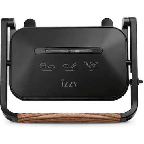 ΣΑΝΤΟΥΙΤΣΙΕΡΑ IZZY IZ-2013 PANINI (224144) WOODEN BLACK 1300W ΓΙΑ 2 ΤΟΣΤ